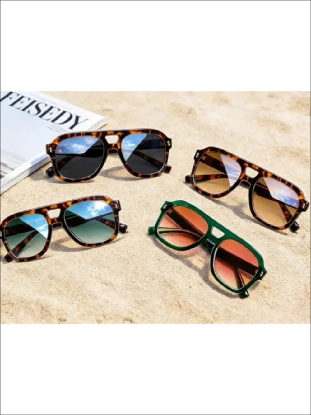 Retro Thick Aviator Sunglasses Square Full Frame UV Protection Outdoor